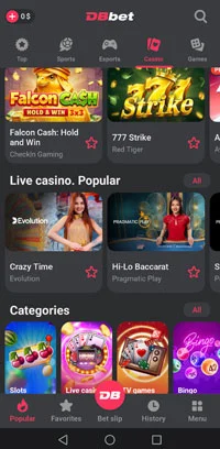 DBBet App Live Bet Slip